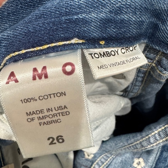 NWT AMO Tomboy Crop Loose Fit Relaxed Rise Vintage Embroidered Floral Jeans 26 - Picture 15 of 16